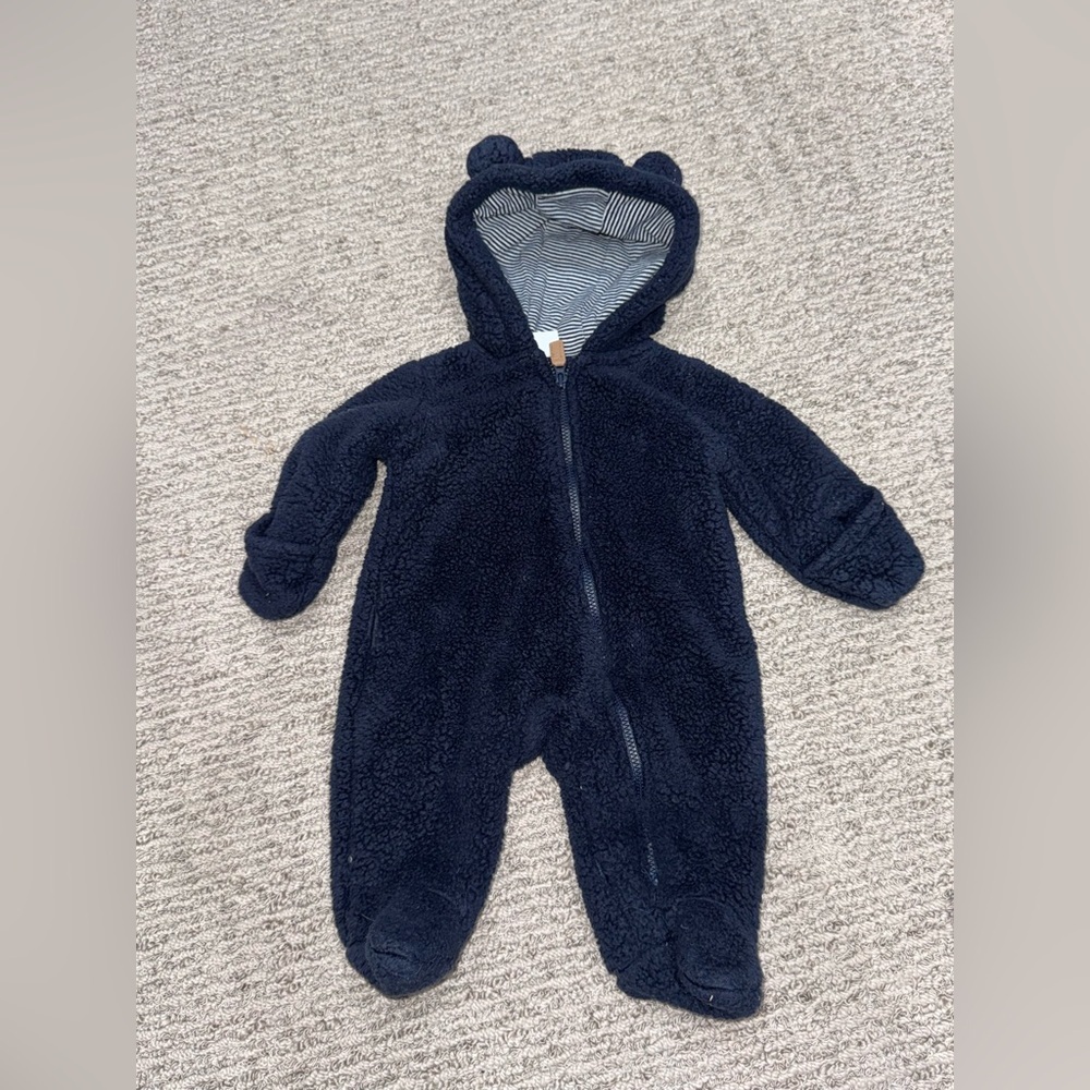 Carter's Navy Blue Fleece Footie with Ears